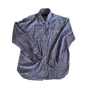 Ralph Lauren Shirt Men's L Long Sleeve Button Down Blue Plaid 100% Cotton Preppy